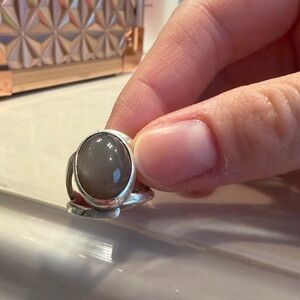 Elegant Silver Ring with Gray Stone